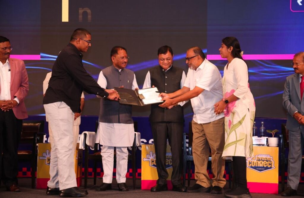 Chhattisgarh Investor Connect Hyderabad 2026 7 companies ₹9580 crore investment breakdown data center cement semiconductor textile pharma