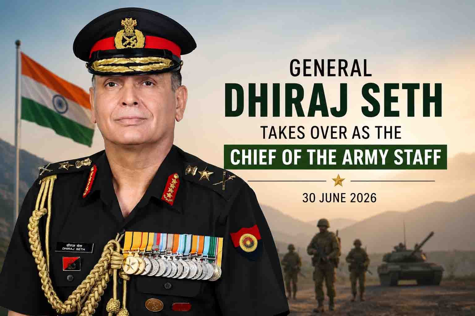 General Dhiraj Seth taking over command as the 31st Chief of the Army Staff of India