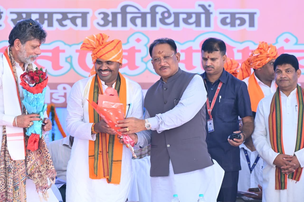 Chhattisgarh CM Vishnu Deo Sai at the Nagar Panchayat Bamhnidih oath taking ceremony