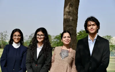 Indian students Team Plas Stick holding the award after being named The Earth Prize 2026 Indian Winners.