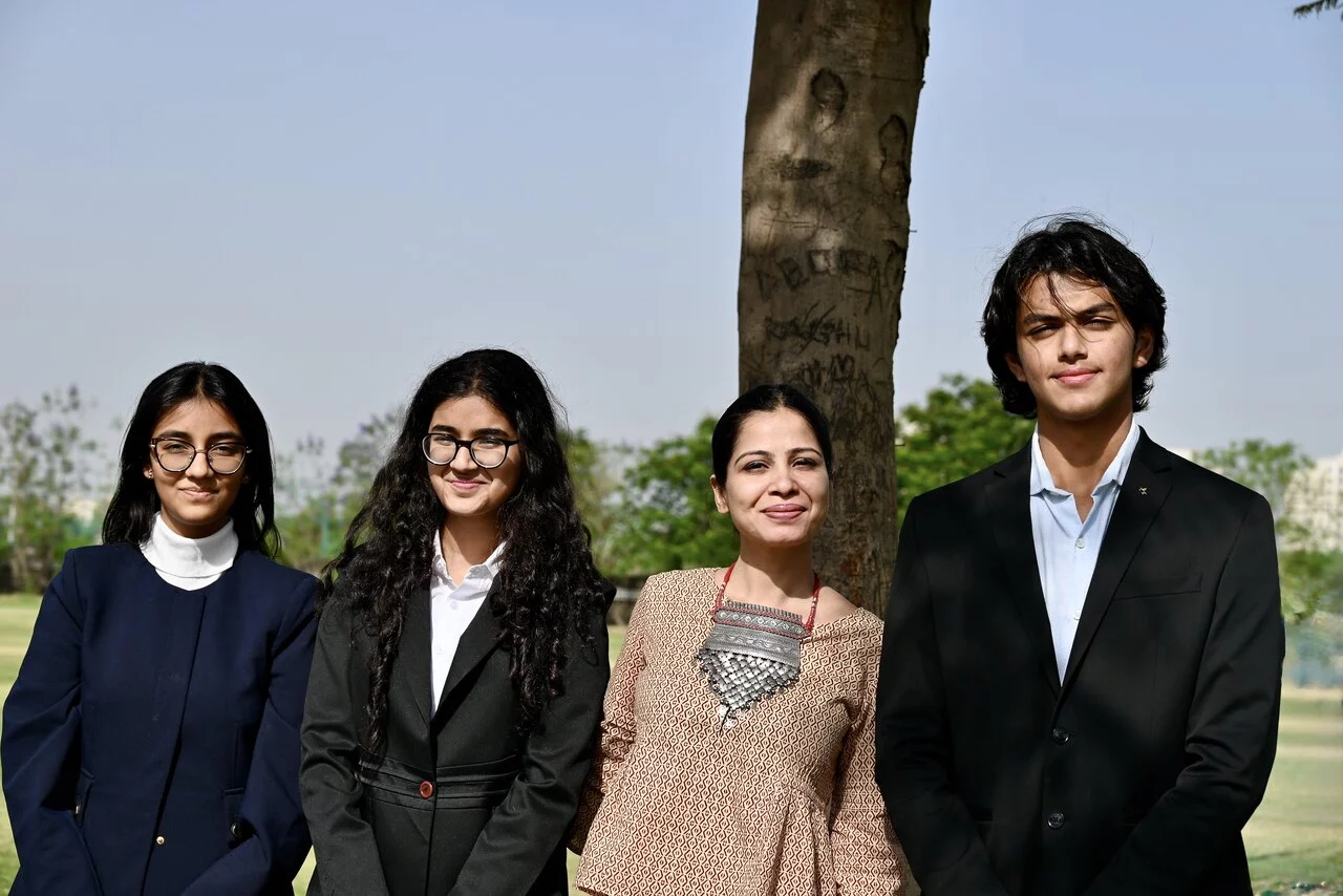 Indian students Team Plas Stick holding the award after being named The Earth Prize 2026 Indian Winners.